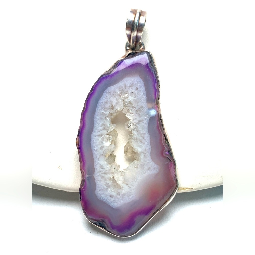 Amethyst Geode & Sterling silver Pendant
